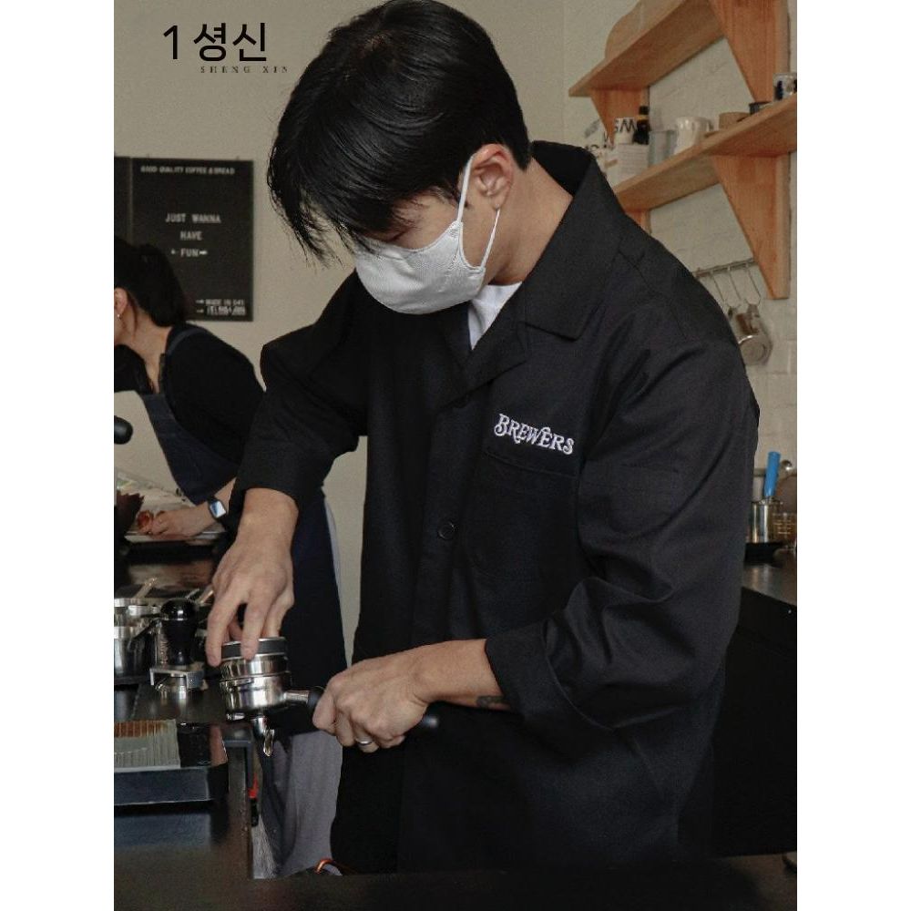 주방 셰프복 일식 조리복 주방유니폼 요리사 블랙 앞치마 이자카야 빅사이즈 - 상품 이미지