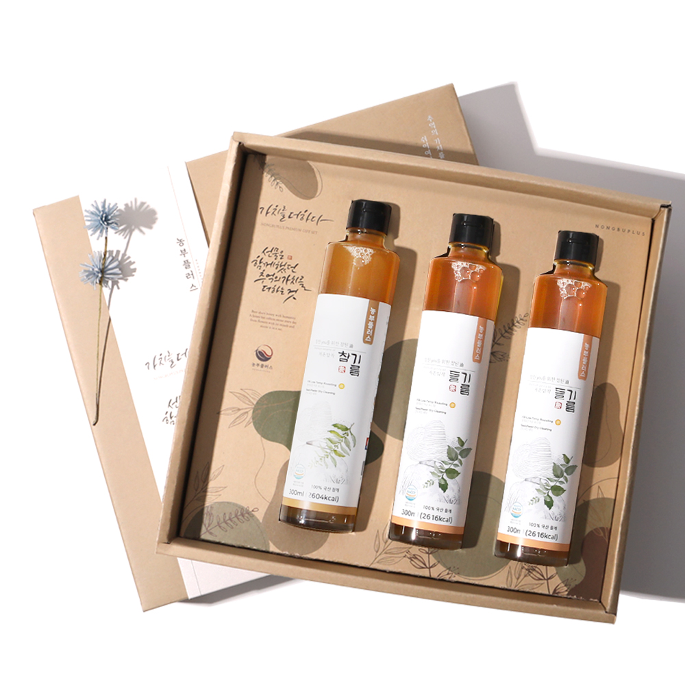 국산 저온착유참기름 2병 들기름 1병 300ml 3병선물세트 농부플러스 - 상세 이미지 4