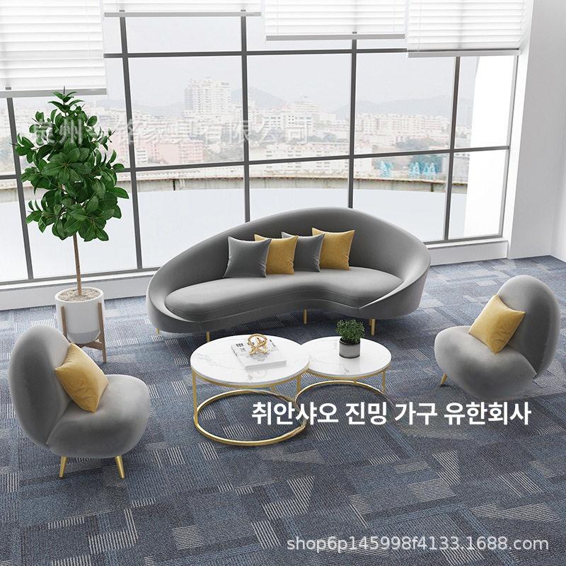 신부대기실 소파 예식장 패브릭 유럽풍 라운지 그레이 테크니컬벨벳 인테리어 쇼파 - 상세 이미지 4