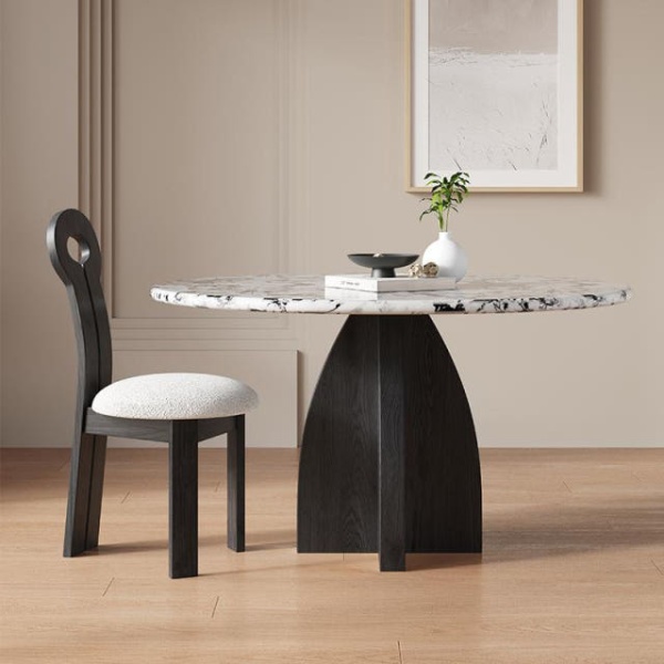 럭셔리 모던 천연 대리석 회전의자 벤치 블랙 돌로마이트 원형 135x135x75cm 돌로마이트 블랙 80x80x75cm - 상세 이미지 5
