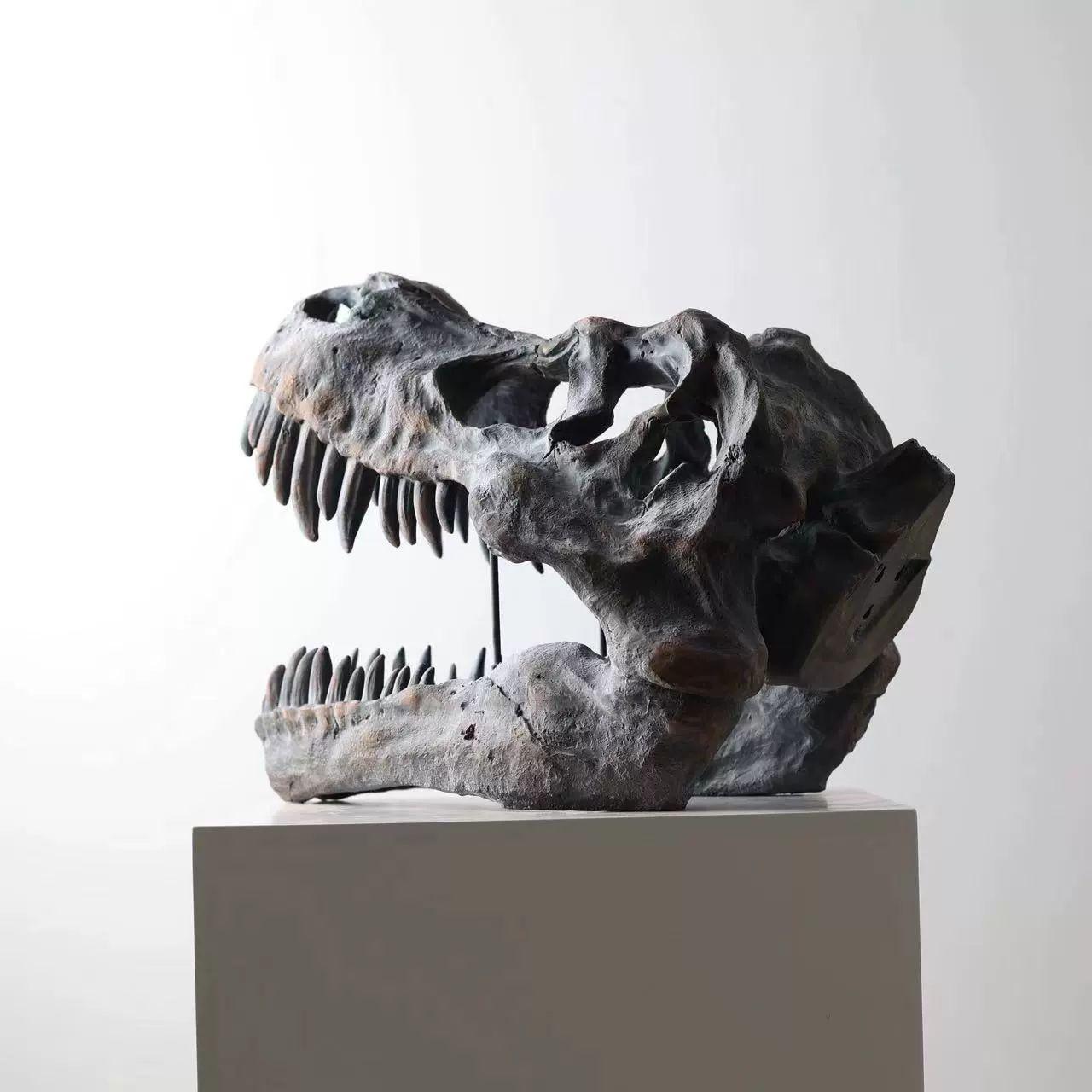 티라노사우루스 공룡 두개골 피규어 전시 모조 뼈 51x29x37cm - 상세 이미지 4