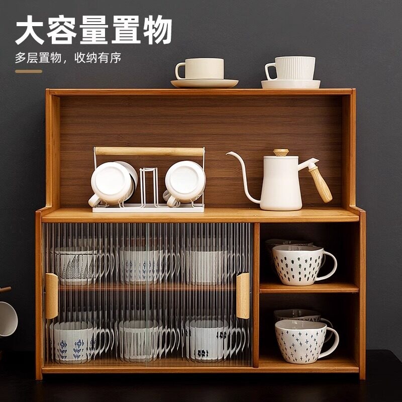 미니 찬장 원목 조미료 홈카페 빈티지 그릇장 컵 찻잔 선반 수납장 가구 주방 브라운 45cm - 상세 이미지 4
