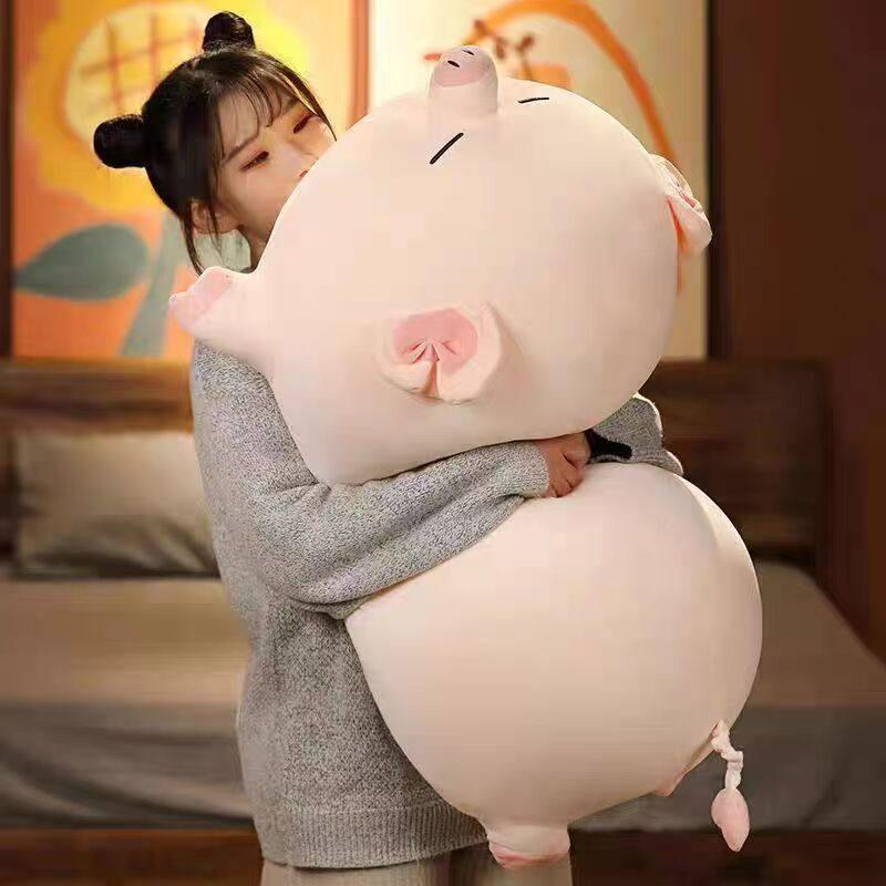 모찌인형 돼지 봉제 생일선물 수면 대왕 둥근 눈 누운 돼지 80cm - 상세 이미지 4