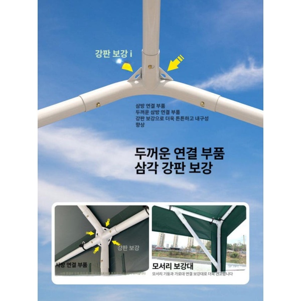 튼튼한 야외 방수 접이식 캠핑용 자바라 행사용 차고지 농막 5.3 x 2.8 측면 벽 없음 4 x 2.8 측면 벽 없음 - 상세 이미지 4