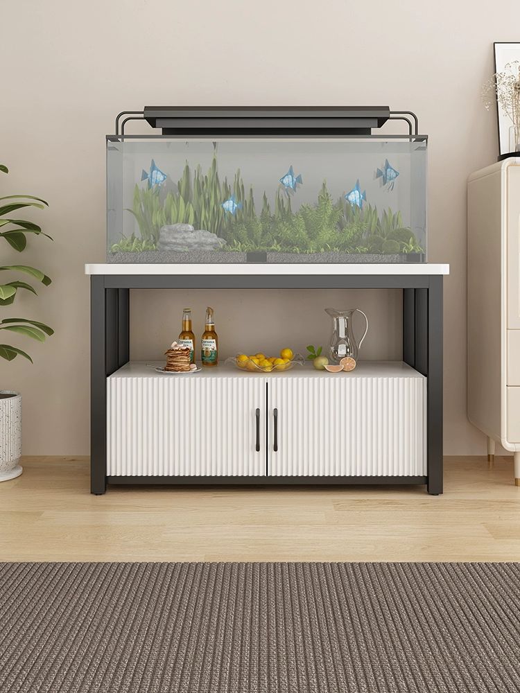 수조 받침대 어항 원목 철제 거치대 수족관 다이 선반 화이트 프레임+화이트 120 x 40x70cm - 상세 이미지 3