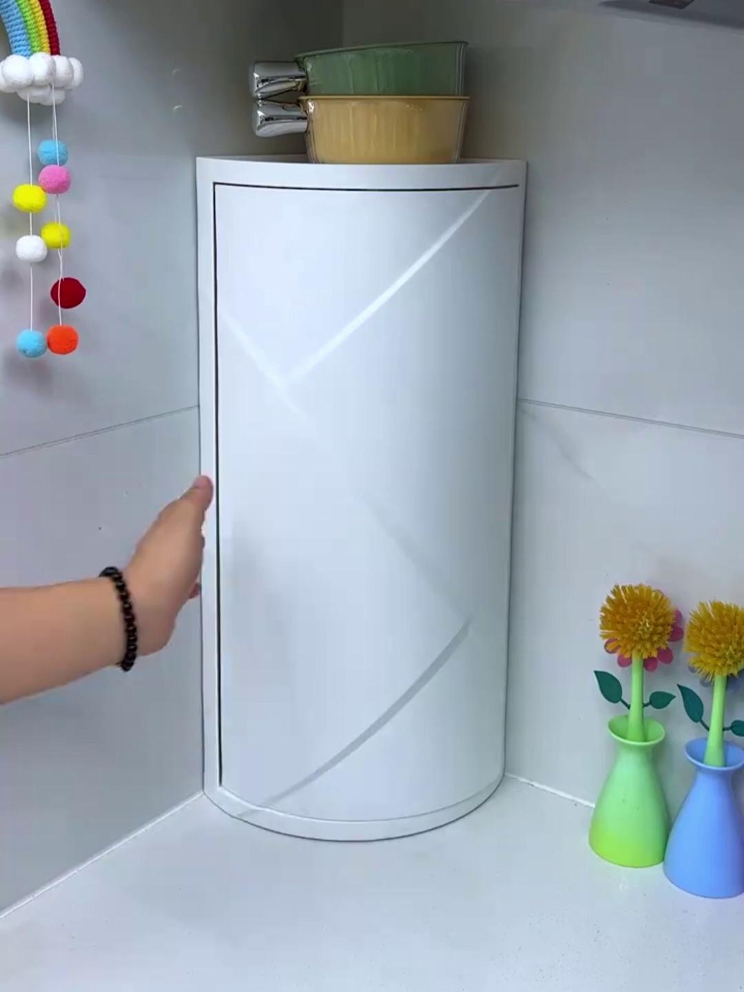 주방 코너선반 벽걸이 단층 회전식 조립식 수납장 정리대 화이트 미디엄 41.5 x 18x18 - 상세 이미지 3