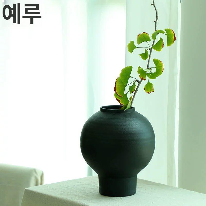 달항아리화병 블랙 도자기 원형 빈티지 단일 항목 - 상세 이미지 4