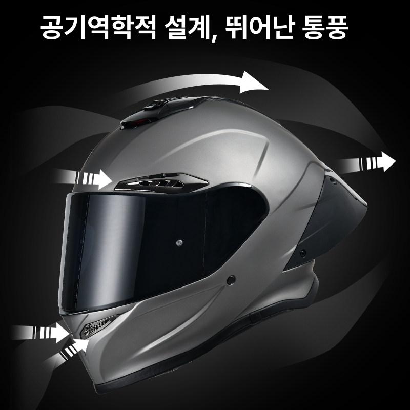 풀페이스 바이크 헬멧 투명 통풍 블랙렌즈 사계절 라이더 블랙티 S - 상세 이미지 4