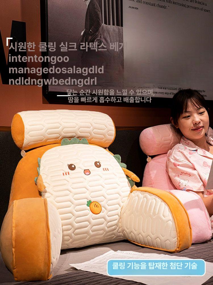 의자허리받침 요추쿠션 큰 등받이 소파 베개 허스키 피부친화적콩벨벳 중간 + 60 45x20cm분리형내부라이너 - 상세 이미지 2