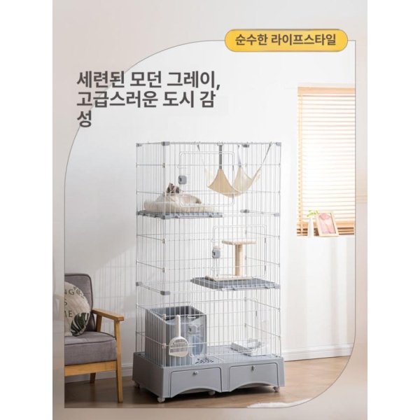 프리미엄 펫룸 대형견 강아지 안전문 펜스 접이식 조립식 고양이 블루 2단 3층 소형 블루 2단 3층 소형 - 상세 이미지 4