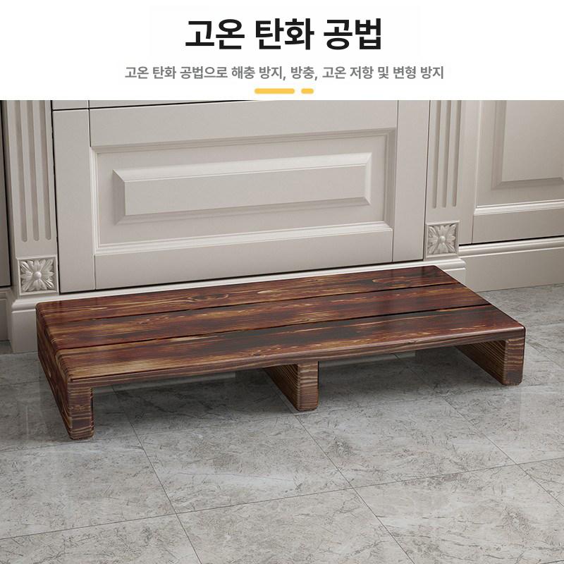 히노끼 나무발판 원목 디딤판 미끄럼방지 화장실 받침 70 카보나이즈드 30x15cm 다리지지대3개 - 상세 이미지 4