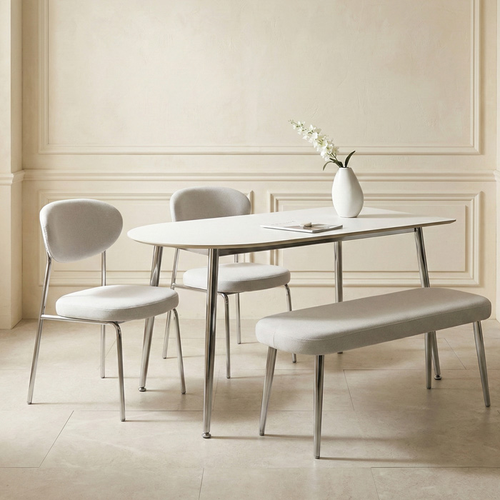 로벤 2인용 포세린 세라믹 식탁 세트 카페 반타원 800 식탁+의자2개