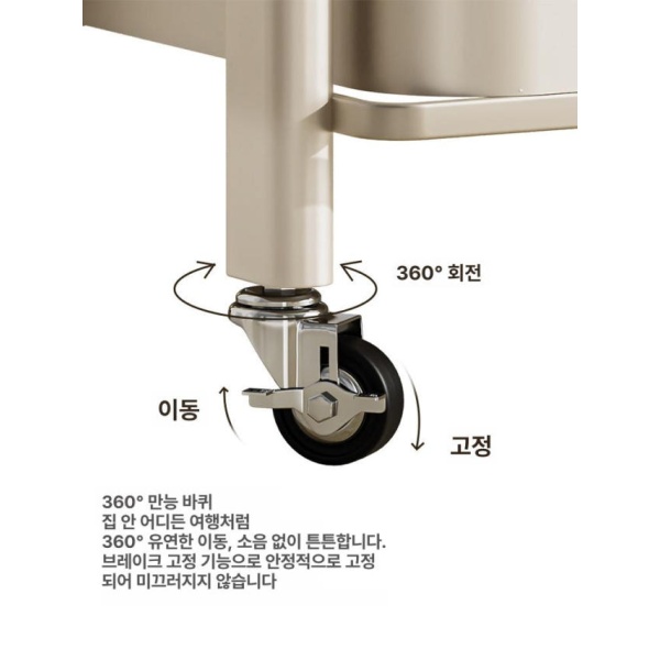 스마트 이동식 서류정리대 블랙 접이식 3단 정리함 무소음 수레 책상 파일 블랙 접이식 3단 - 상세 이미지 4