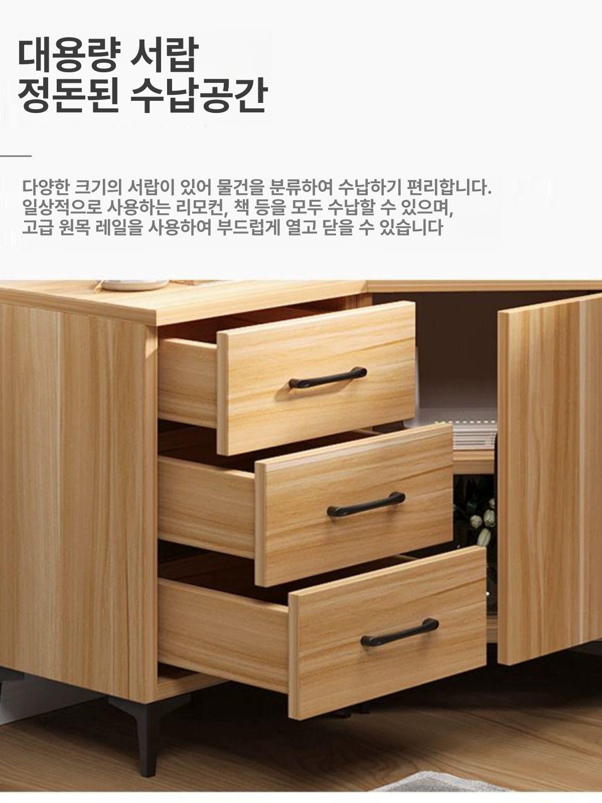 코너수납장 티비 다이 화이트 침실 삼각 따뜻한 선반 라이트월넛 [70 높이] 100x120 조립형 - 상세 이미지 4