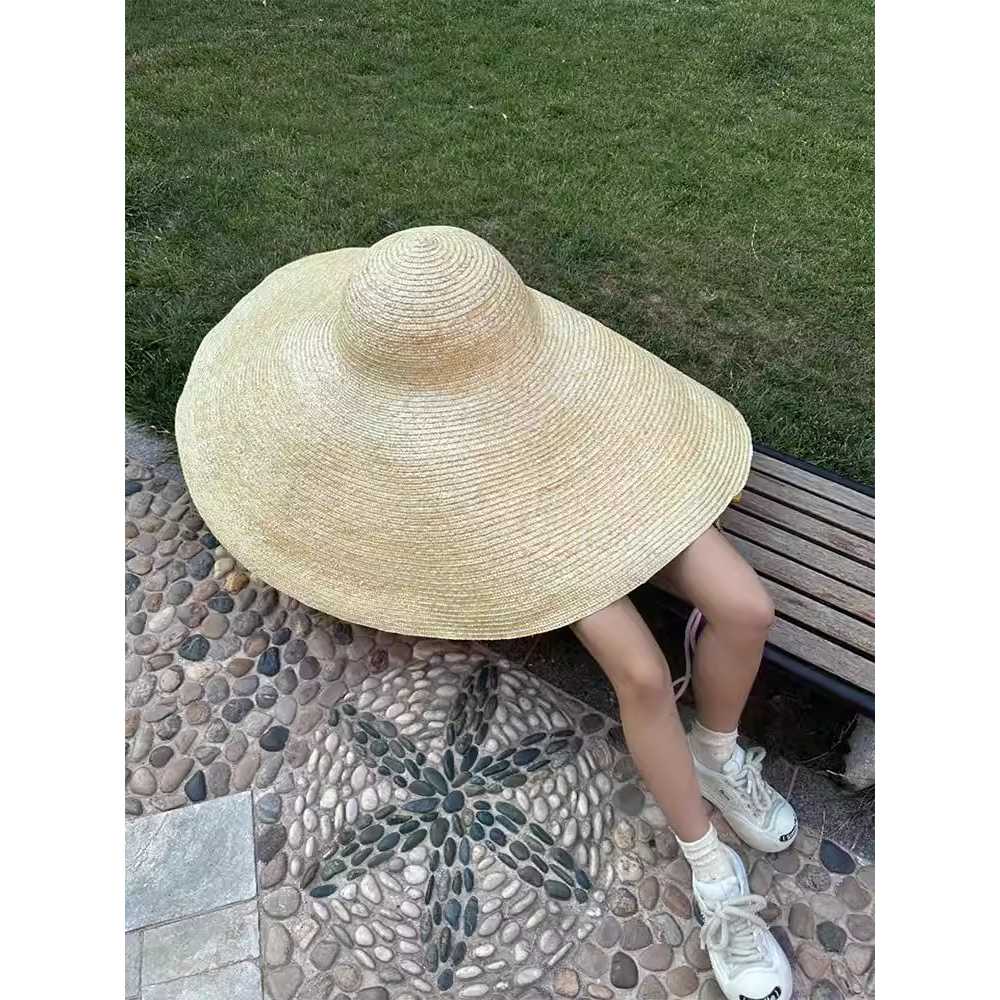 대형 밀짚모자 해변 휴가 농촌 작업 여름 스트랩 밭일 - 상세 이미지 2