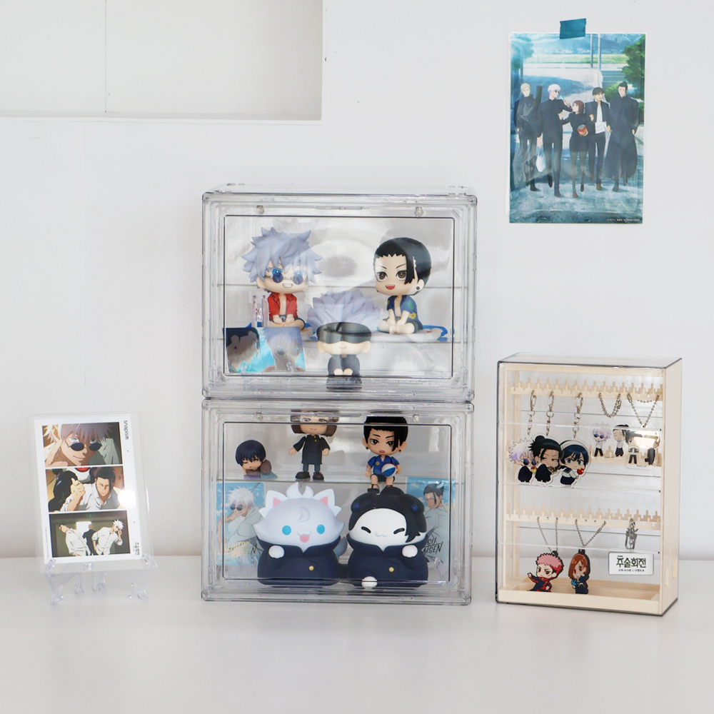 투명 피규어 케이스 2단 선반 정리 가챠 장식장 굿즈 보관함 프라모델 진열장 이미지 2