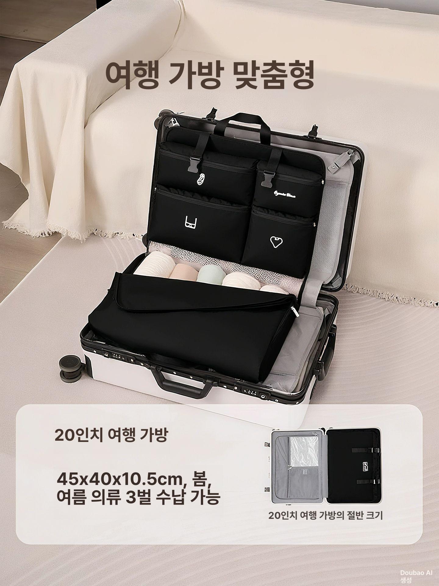 휴대용 속옷 양말 가방 여행용 수납 7in1 보관가방 의류 전용 정리백 수납파우치 블랙 - 상세 이미지 2