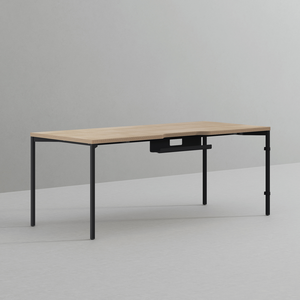 데스커 컴퓨터 책상 2.0 1600x800mm, 메이플+빈티지블랙 - 상품 이미지