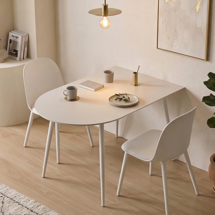 로벤 2인용 포세린 세라믹 식탁 세트 카페 반타원 800 식탁+의자2개
