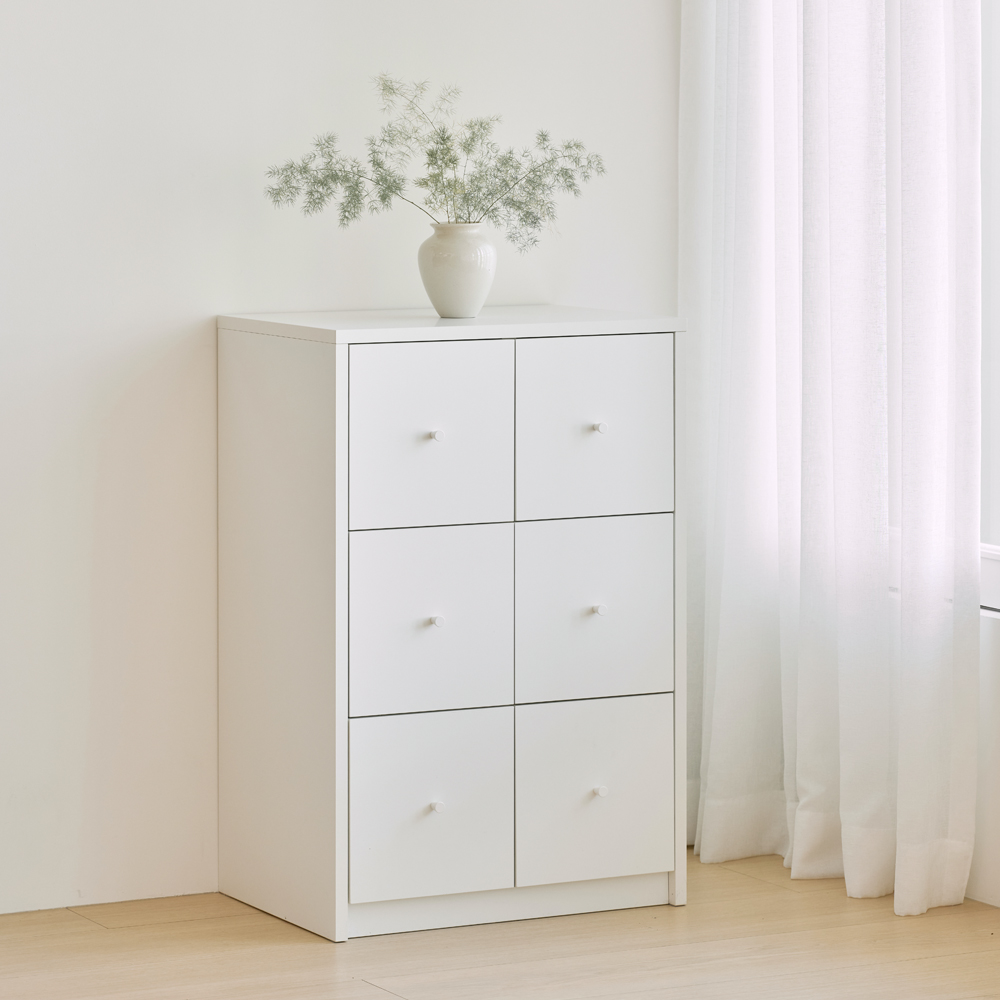 레모아 수납장 모듈 다용도 거실 맘마존 S (화이트 손잡이), 3단, 소프트화이트 - 상세 이미지 3