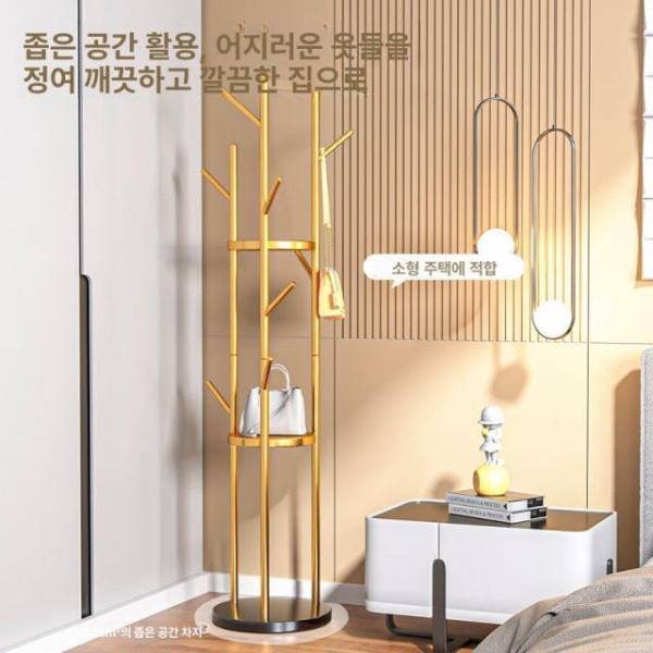 프리미엄 부티크 가방걸이 스탠드 책가방걸이 거치대 책상용 1단3봉모델 라이트럭셔리골드+블랙 베이스 가지모델 무광블랙+화이트 베이스 - 상세 이미지 3