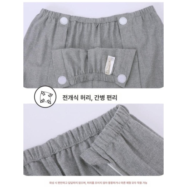 편안한 골절 환자복 노인 치료복 트임 찍찍이 환부개방 어드밴스드그레이기본접착식남성세트 L 어드밴스드그레이기본측면지퍼남성바지 L - 상세 이미지 4