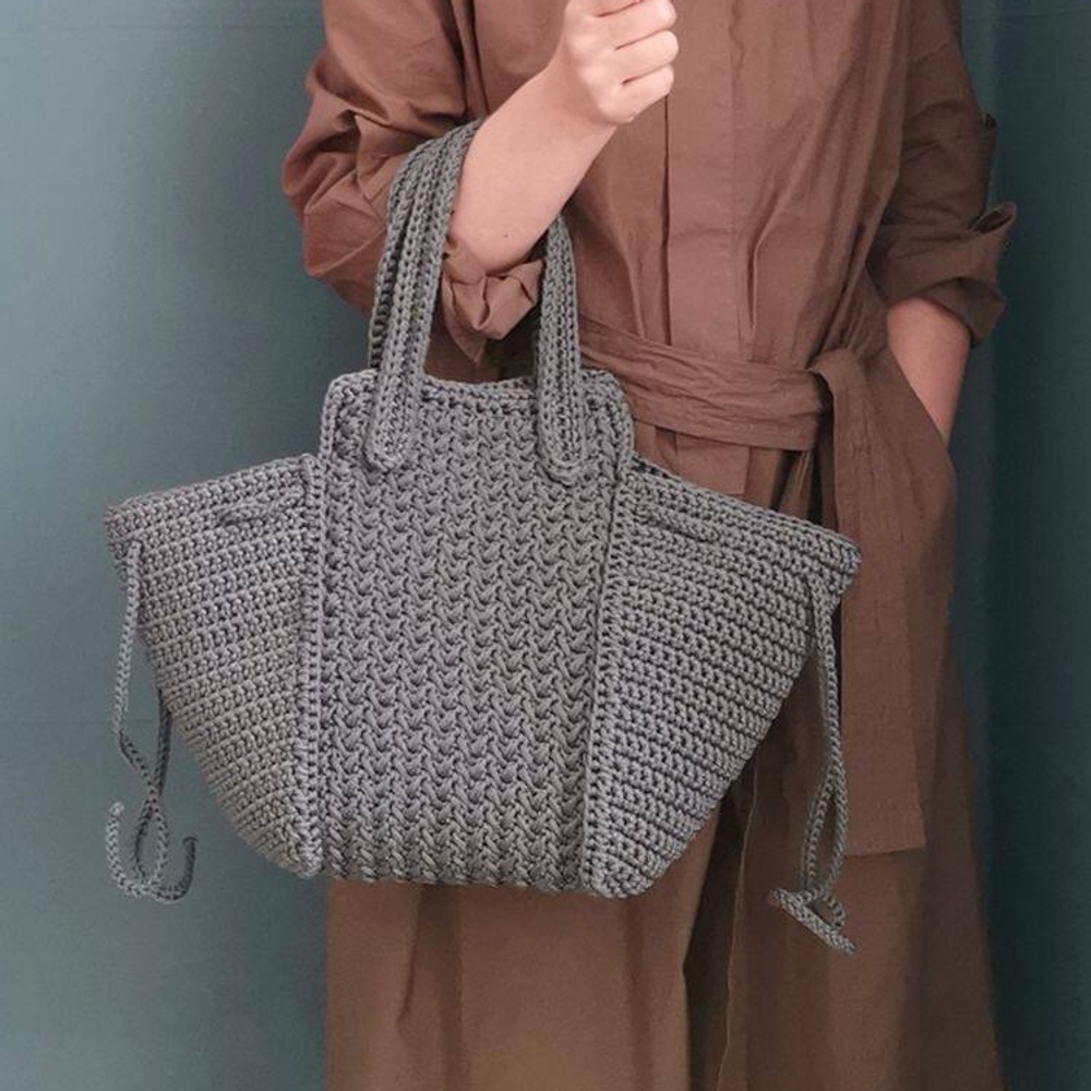 뜨게가방 DIY 코바늘 패브릭얀 네트 라탄패턴 대용량 가방 손뜨개 토트 숄더 데일리 - 상세 이미지 4