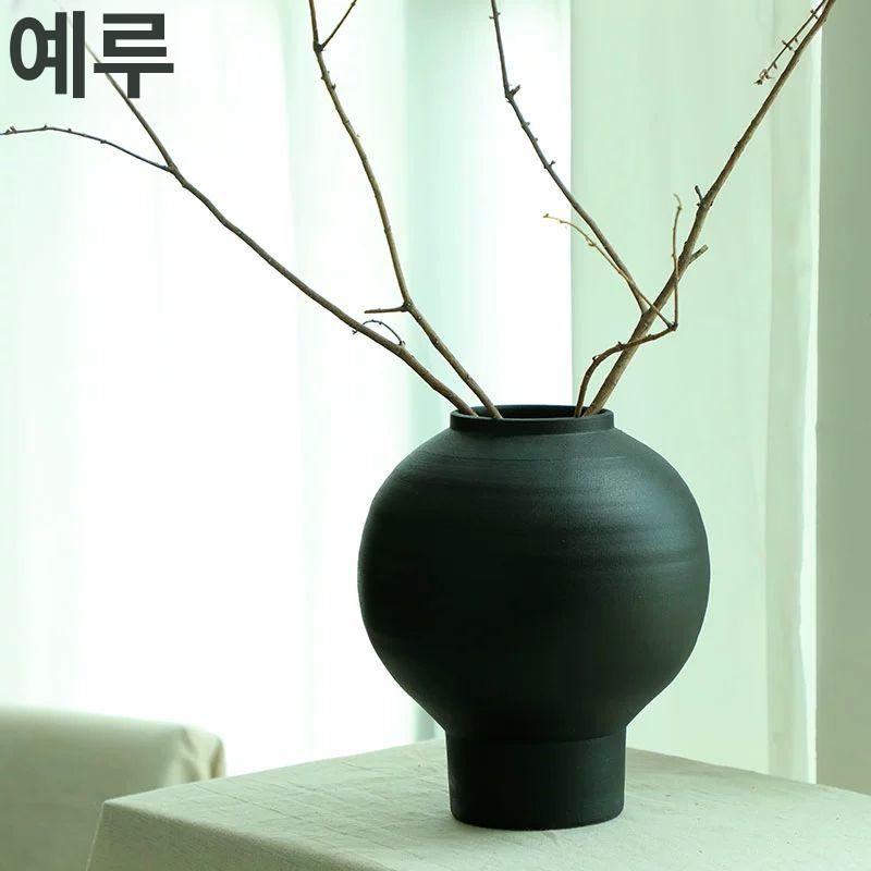 달항아리화병 블랙 도자기 원형 빈티지 단일 항목 - 상세 이미지 2