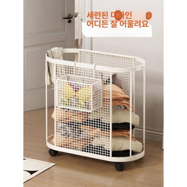 프리미엄 홈짐 철제 수납 정리대 피트니스 거치대 요가매트 바퀴 있음 행잉바스켓포함 클래식블랙 바퀴 없음 - 상세 이미지 2