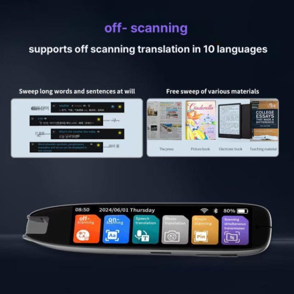 스마트 휴대용 번역기 리더 장치 오프라인 여행용 블랙 1.97인치 블랙 1.97인치 - 상세 이미지 4