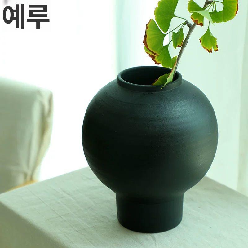 달항아리화병 블랙 도자기 원형 빈티지 단일 항목 - 상세 이미지 3