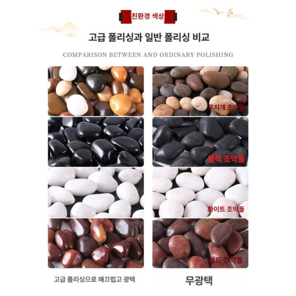 프리미엄 조경 테라스 파쇄석 주차장 화이트 포장 백자갈 규사 화분돌 25.0kg 폴리싱 광택 3-5cm 25.0kg 멀티컬러 원석 5-8cm - 상세 이미지 4