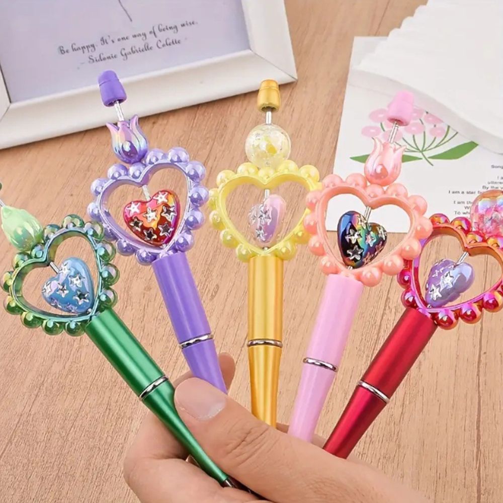 폼폼 하트 비즈 거꾸 빗꾸 볼꾸 볼펜 거울 빗 꾸미기 재료 만들기 키링 부자재 DIY - 상품 이미지