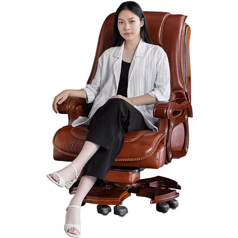 가죽 중역 의자 승강 발판 서재 사무실 가구 하이백 5륜/인조가죽 이미지 6