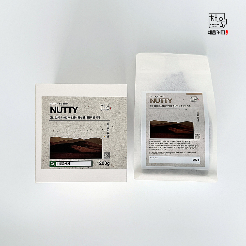 채움커피 산미없는 고소한맛 너티블렌드 홀빈원두 200g, 1개 - 상세 이미지 2