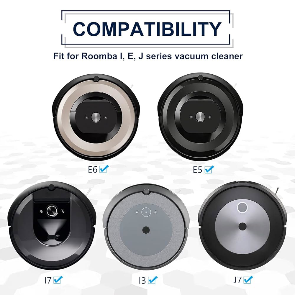 iRobot Roomba i7 i3 i4 j7 E5 E6 E7 i7+ 진공 청소기 액세서리, 6개의 헤파 필터, 사이드 브러시, 1세트 멀티 표면 고무 브러시와 호환되는 KEEPO - 상세 이미지 2