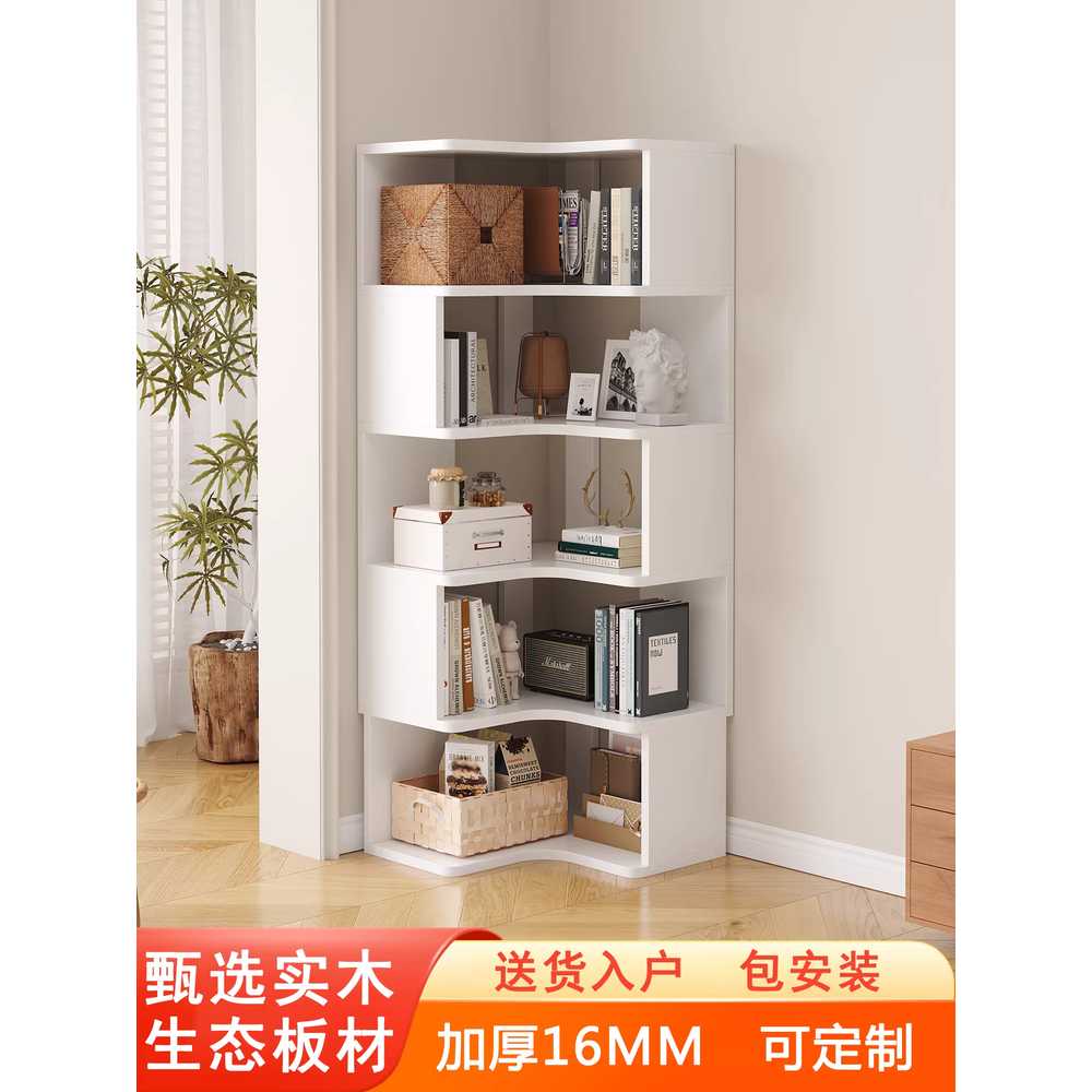 코너형 책장 데스크책꽂이 브라운 사무실책상책꽂이 흰색 왼쪽 60x40x96.4cm 이미지 8