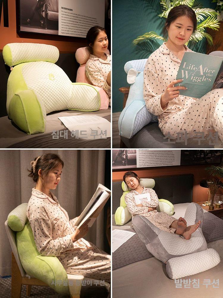 의자허리받침 요추쿠션 큰 등받이 소파 베개 허스키 피부친화적콩벨벳 중간 + 60 45x20cm분리형내부라이너 - 상세 이미지 4