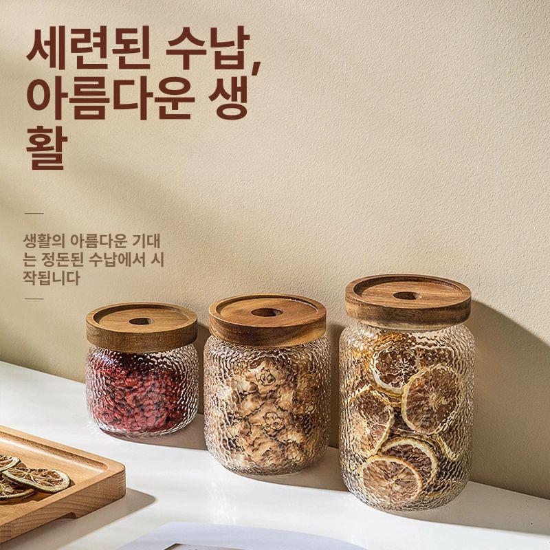 내열 유리병 다용도 보관용기 밀폐 보관병 유리 저장용기 중형 600ml 350ml - 상세 이미지 5