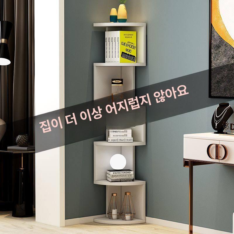 코너 수납장 거실 틈새 선반 블랙 유럽식 다용도 장식장 웜화이트 1단 - 상세 이미지 3