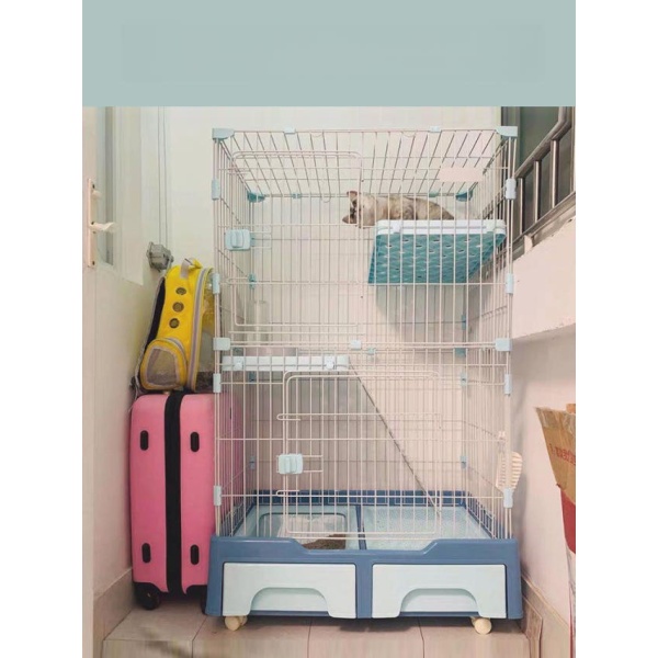 프리미엄 펫룸 대형견 강아지 안전문 펜스 접이식 조립식 고양이 블루 2단 3층 소형 블루 2단 3층 소형 - 상품 이미지