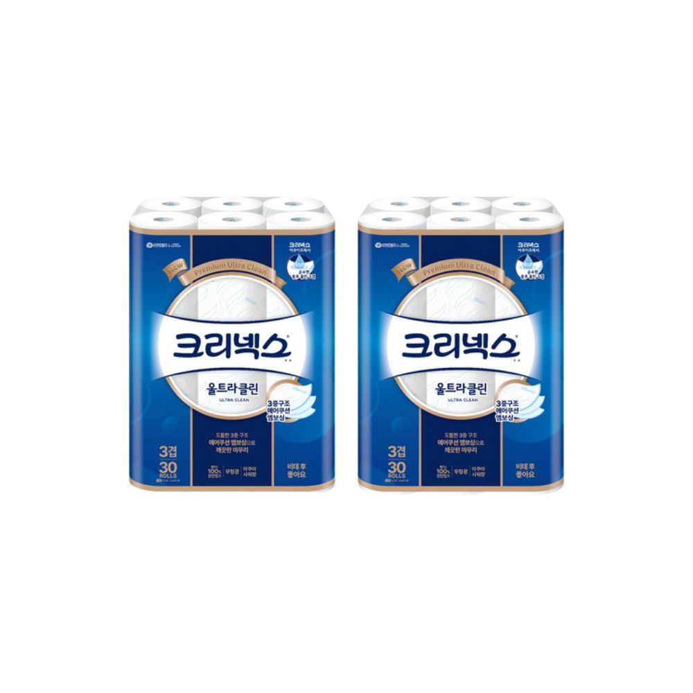 [리뷰] 크리넥스 울트라클린 천연펄프 3겹 고급롤화장지, 27m, 30개입, 1개 | 리뷰