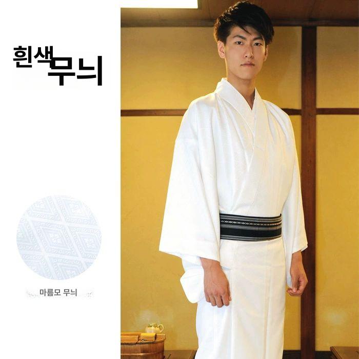일본 남성 기모노 전통 잠옷 유카타 온천옷 목욕가운 9번 그레이 블루 의상 M - 상세 이미지 5