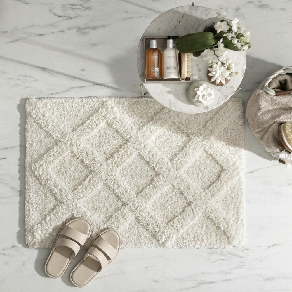 릴리프 다이아 도톰한 순면 욕실 발매트 세탁가능 북유럽 감성 매트