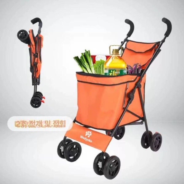 실용적인 중형시장카트 고정끈 장바구니 오렌지 중소형반려동물쇼핑카트 카트 폴딩 접이식 캐리어 블랙 대형 휴대용커버만 - 상세 이미지 3