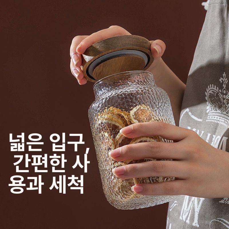 내열 유리병 다용도 보관용기 밀폐 보관병 유리 저장용기 중형 600ml 350ml - 상세 이미지 4