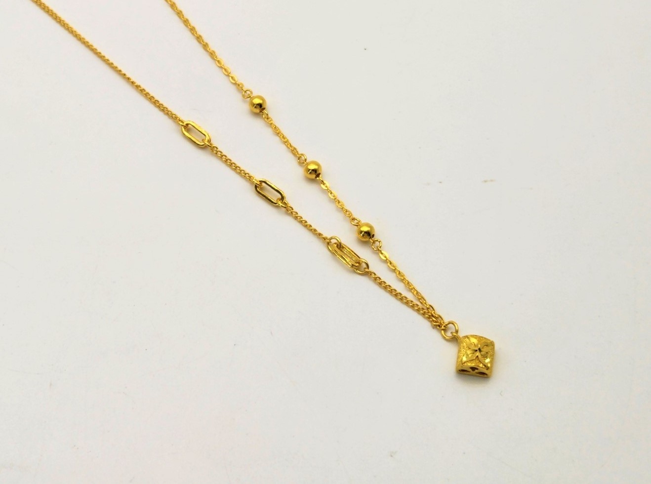24K 순금 7.5g(2) KC399 여성 목걸이(18K 연결고리 장식) - 상세 이미지 5