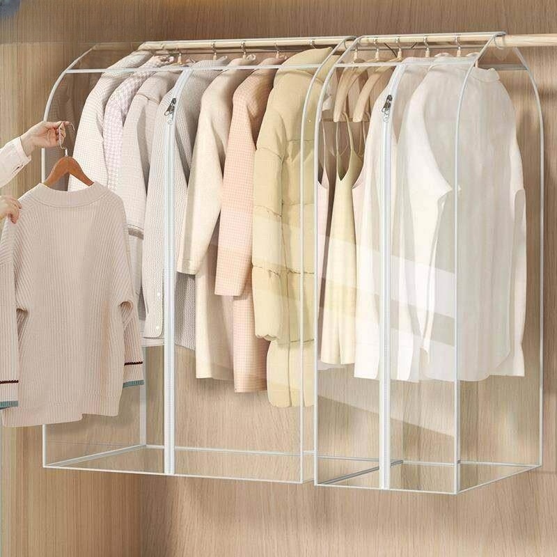 옷 커버 투명 먼지 방지 옷걸이형 옷장 먼지방지 옷보관 덮개 방진 60x50x90cm 3개 - 상세 이미지 3