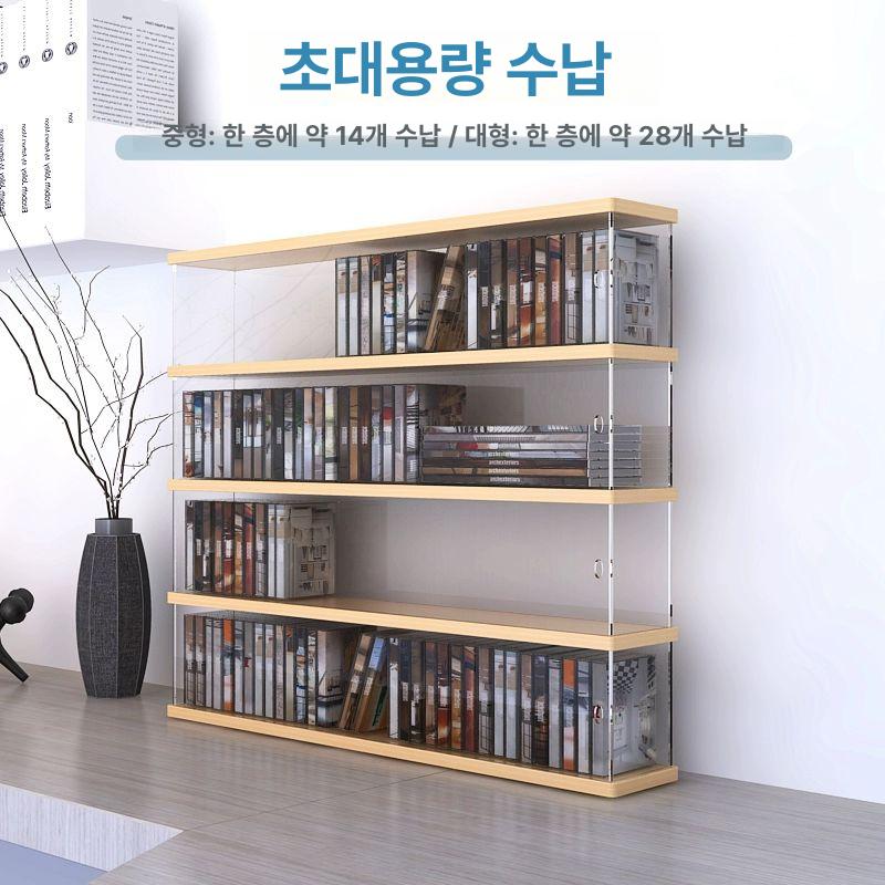 카세트 테이프 보관함 2단 아크릴 수납장 투명 랙 대형 4단 약 112개 - 상세 이미지 5