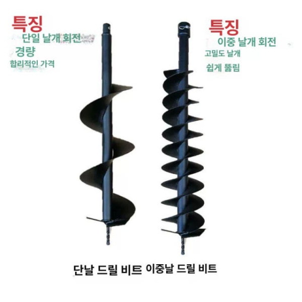 강력천공 오거비트 드릴비트 해머용 비트 호환 나선형 이중날 헤드 25cm 5cm 단일날 드릴비트 - 상세 이미지 3